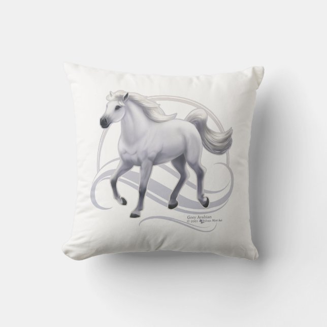 Coussin Cheval arabe gris (Recto)