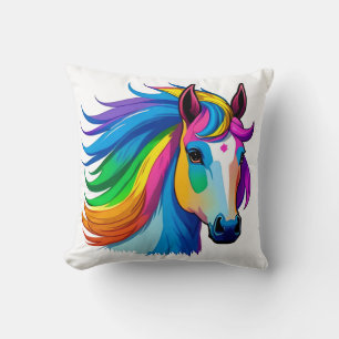 Coussin Cheval arc-en-ciel