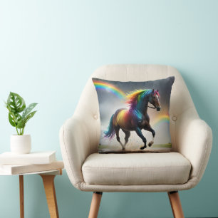 Coussin Cheval Arc-En-Ciel Et Danse De Pluie Arc-En-Ciel,