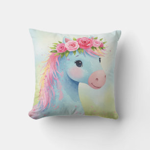 Coussin Cheval avec couronne rose