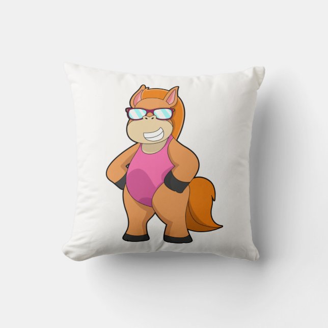 Coussin Cheval avec lunettes de soleil (Recto)