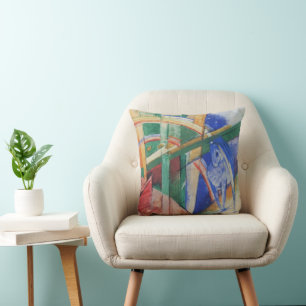 Coussin Cheval bleu avec arc-en-ciel par Franz Marc