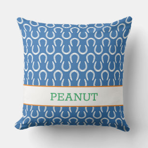 Coussin Cheval bleu Nom de l'animal de compagnie Photo Kee