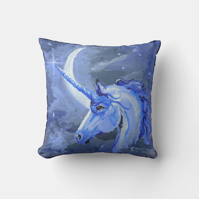 Coussin Cheval bleu pourpre lunaire de Pegasus de lunes de (Recto)