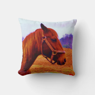 Coussin Cheval Brun, Arbres Violets