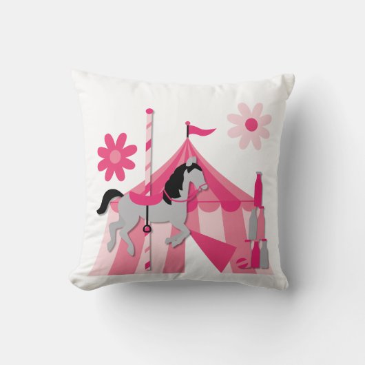 Coussin Cheval Carousel Rose (Recto)