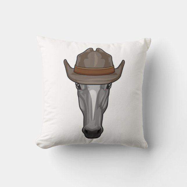 Coussin Cheval comme Cowboy avec Casquette (Recto)