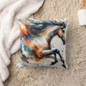 Coussin Cheval courant à l'aquarelle abstraite (Couverture)