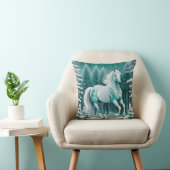 Coussin Cheval d'argent vert dans la forêt enchantée (Chaise)