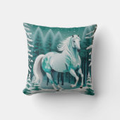 Coussin Cheval d'argent vert dans la forêt enchantée (Recto)