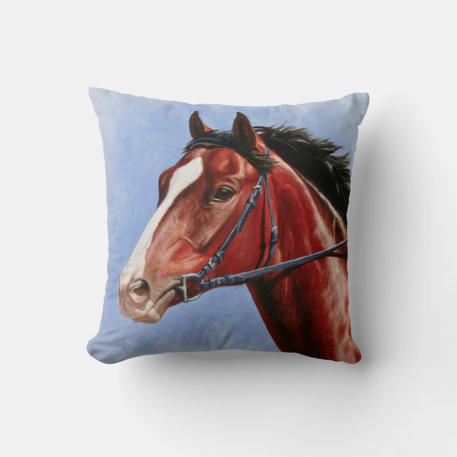 Coussin Cheval de course de Baie Thoroughbred (Recto)