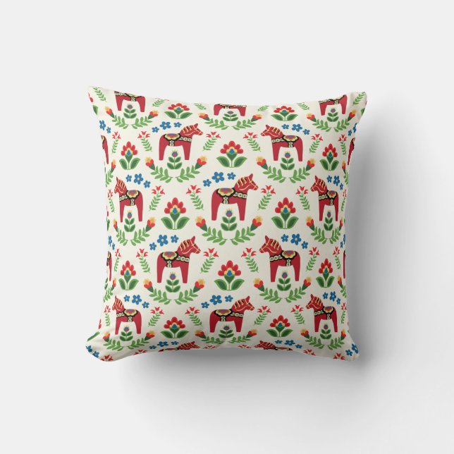Coussin Cheval de Dala suédois Rouge (Recto)