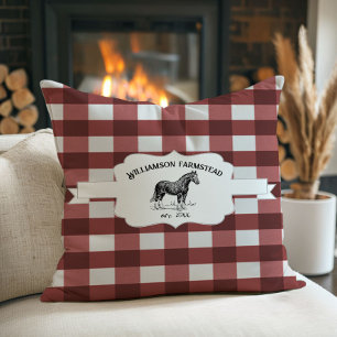 Coussin Cheval de ferme de Red Buffalo Plaid
