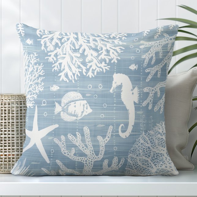 Coussin Cheval de mer bleu clair Pillow (Créateur téléchargé)