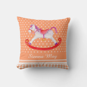 Coussin Cheval de roche art orange nom pêche enfants couss