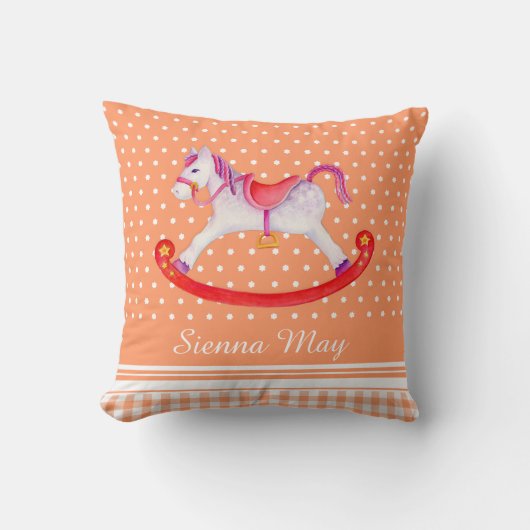 Coussin Cheval de roche art orange nom pêche enfants couss (Recto)