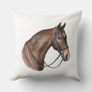 Coussin Cheval de Watercolor Bay dans une brique