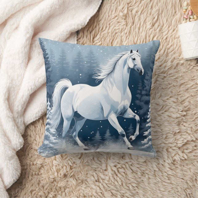 Coussin Cheval d'hiver blanc magique (Couverture)
