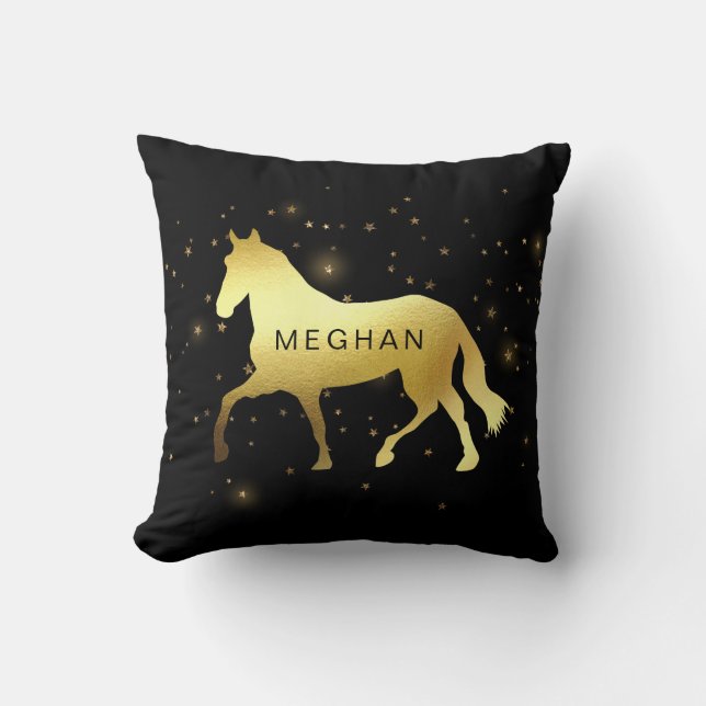 Coussin cheval d'or étoiles équestre Monogramme (Recto)