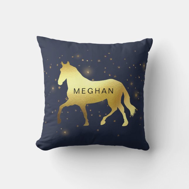Coussin cheval d'or étoiles équestre Monogramme (Recto)