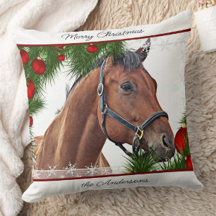 Coussin Cheval équestre de Noël Equine Cute Pony Horse