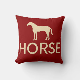 Coussin Cheval équestre réversible rouge et crème