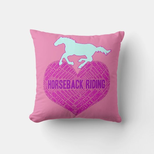 Coussin Cheval équitation Coeur avec Pony sauvage (Recto)
