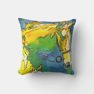 Coussin "Cheval et Bridle Colorée Black Outline Art" #ho