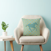 Coussin Cheval et étoiles - bleus layette et d'or (Chaise)