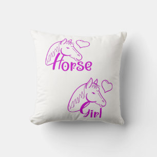 Coussin Cheval fille en violet avec tête de cheval Police