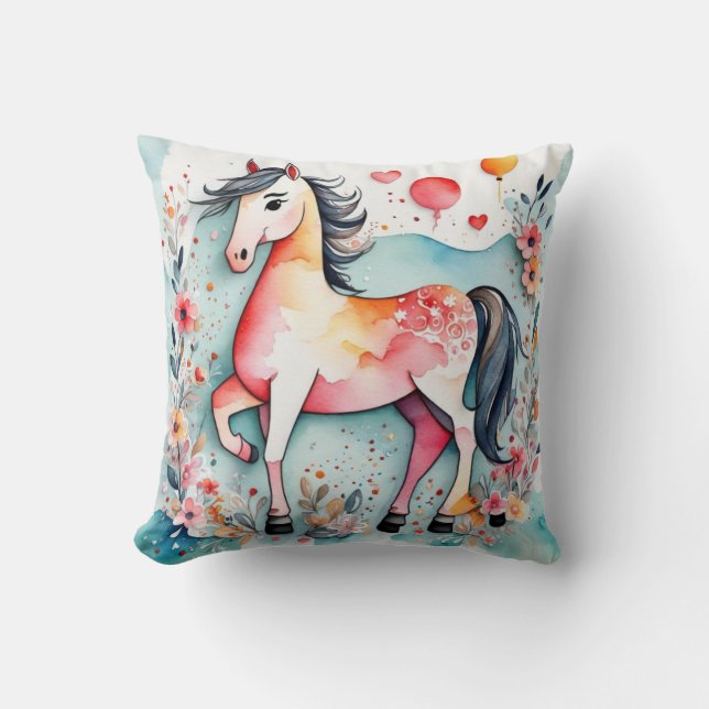 Coussin Cheval floral mignon (Recto)