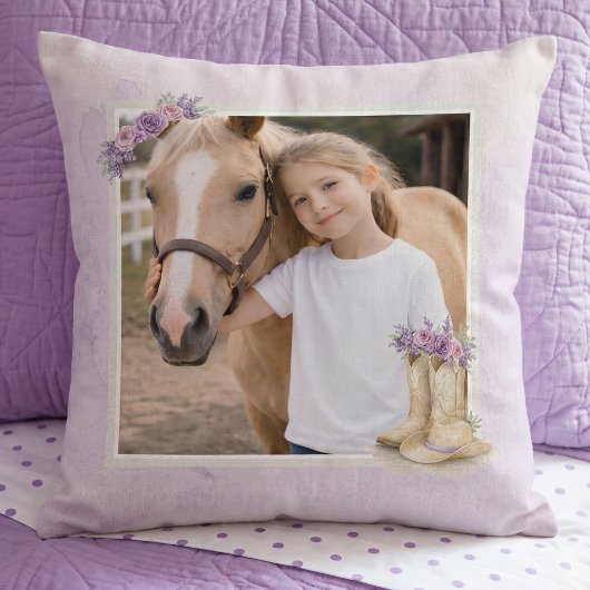Coussin Cheval Floral Violet Filles