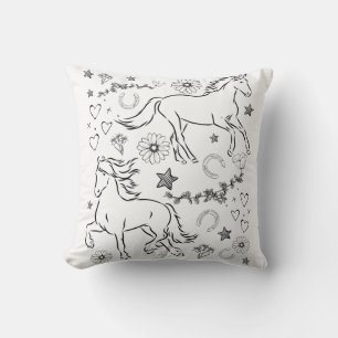 Coussin Cheval Gribouillis Colorie Moi