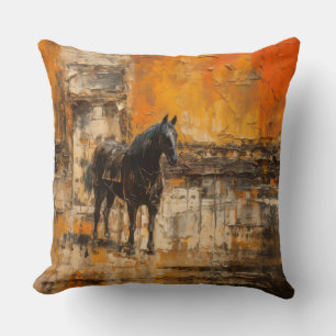 Coussin Cheval Majestic au coucher du soleil Abstrait