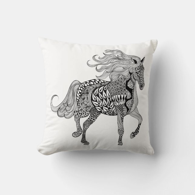 Coussin Cheval noir inspiré (Recto)