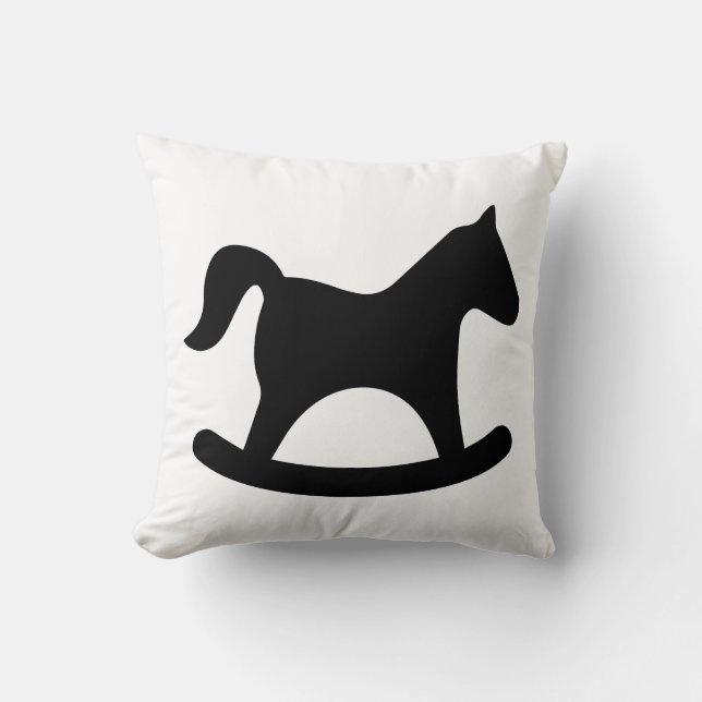 Coussin Cheval noir Rocking (Recto)