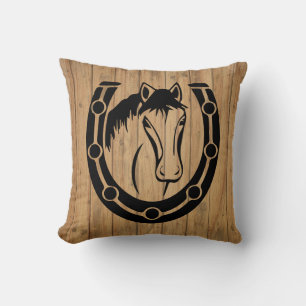 Coussin Cheval occidental Fer à cheval Marron Bois Équestr