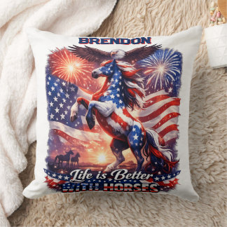 Coussin Cheval Patriotique Drapeau Américain Coucher de So