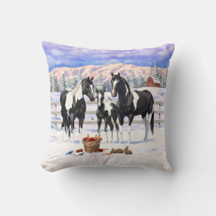 Coussin Cheval Pinto Quarter Noir Chevaux Paint Chevaux Da