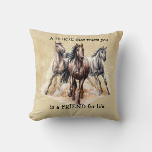 Coussin CHEVAL que vous croyez AMI à vie Citation