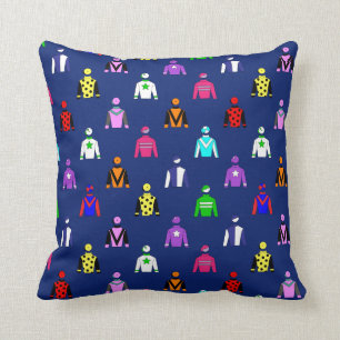 Coussin Cheval Racing Jockey Silks Motif sur Navy Blue