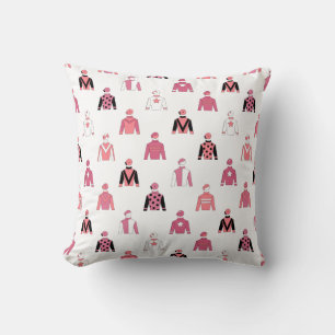 Coussin Cheval Racing Jockey soies équestre rose blanc