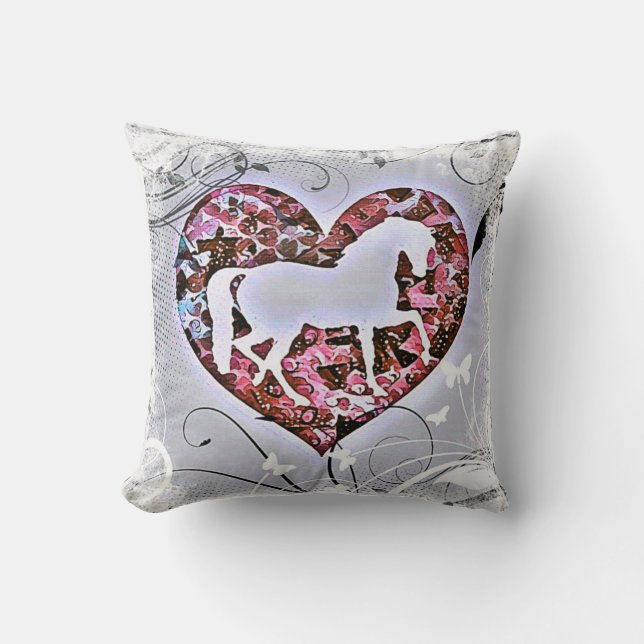 Coussin Cheval sauvage et papillons (Recto)