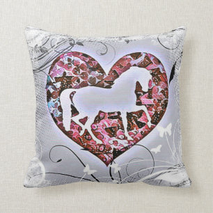 Coussin Cheval sauvage et papillons