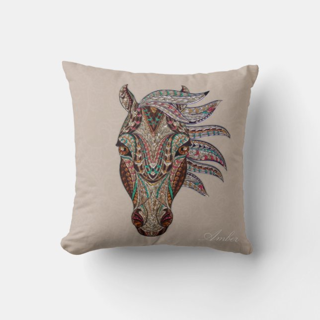 Coussin Cheval tribal (Recto)