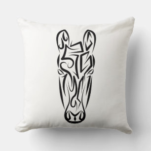 Coussin Cheval tribal noir et blanc