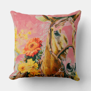 Coussin cheval vintage portant un chapeau de cowboy
