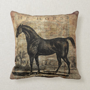 Coussin Cheval Vintage Thoroughbred et Arabian Hors