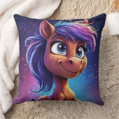 Coussin 🐴 Cheval Violet Mignon Cadeau de Décoration de Ch (Couverture)