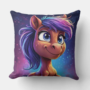 Coussin 🐴 Cheval Violet Mignon Cadeau de Décoration de Ch